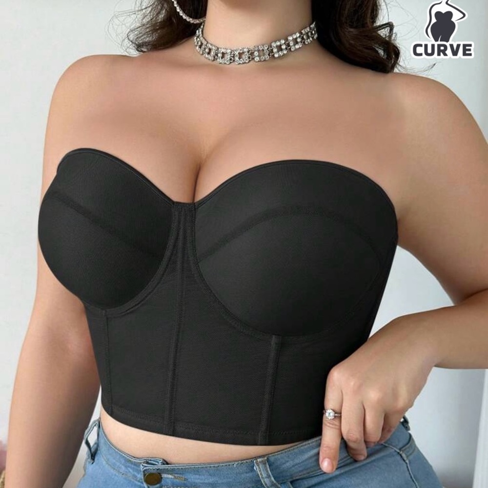 Black Strapless Bustier Top